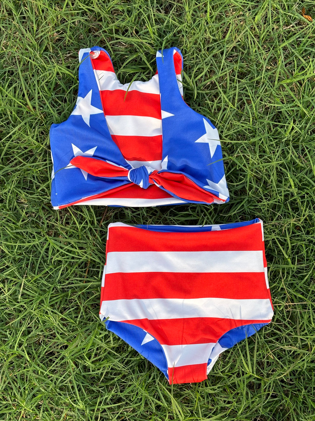 Stars & Stripes Tie-Back Swim Suit