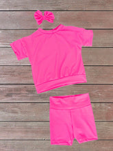 Load image into Gallery viewer, Neon Hot Pink Short Lounge Set
